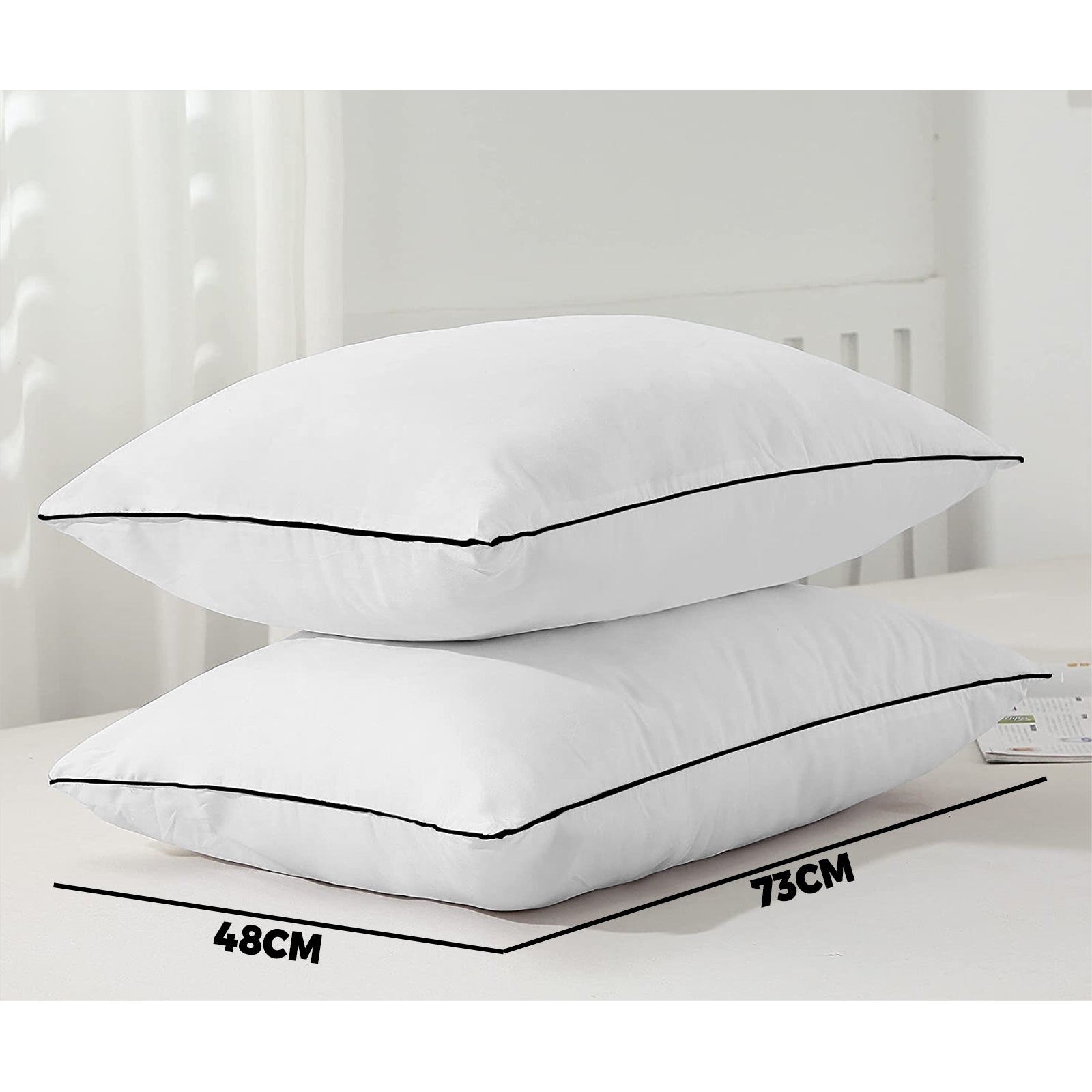 Bedra Microfibre Pillow Hotel Cotton Cover Home Soft Quality Luxury 4pcs 48 x 73cm - Sunyee