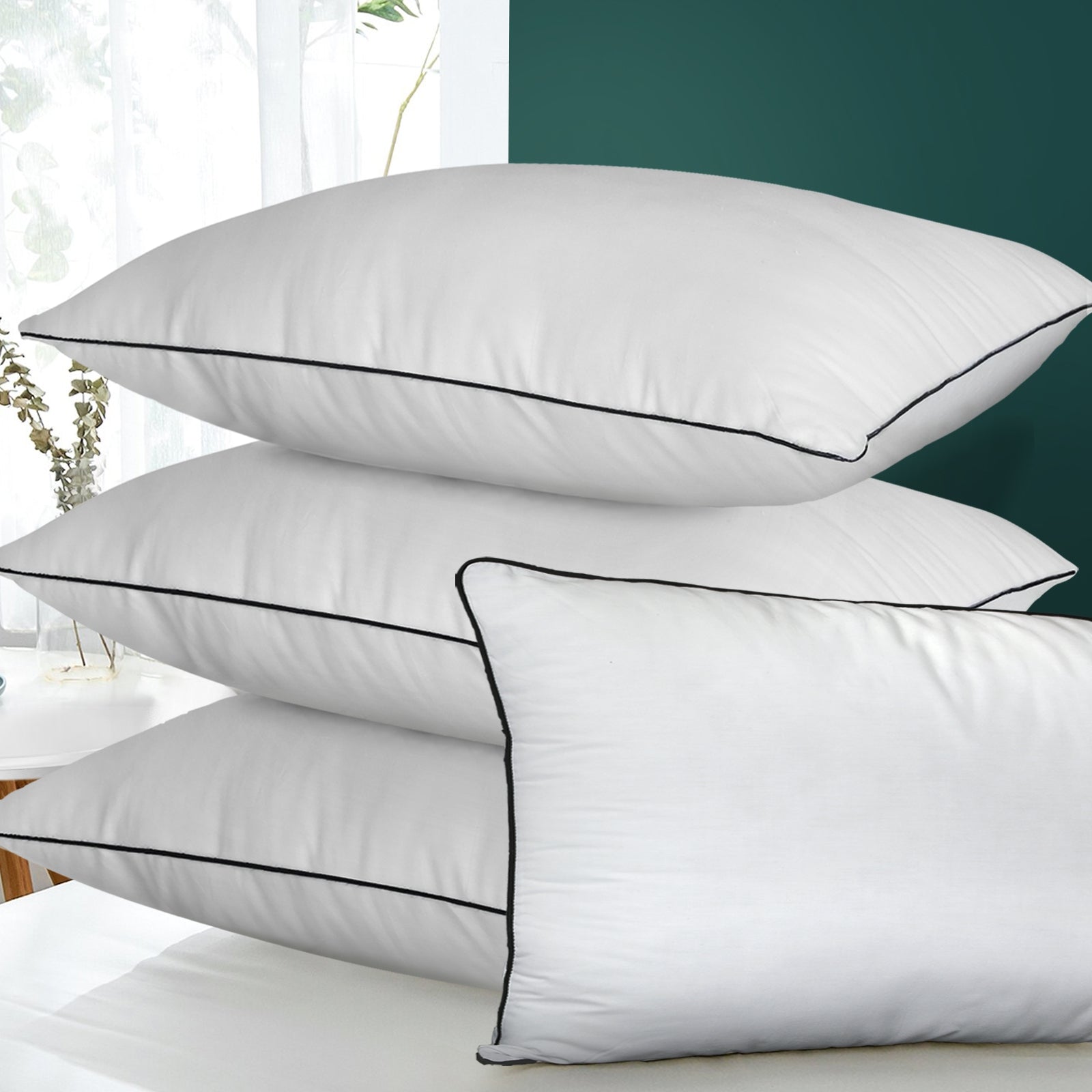 Bedra Microfibre Pillow Hotel Cotton Cover Home Soft Quality Luxury 4pcs - Sunyee