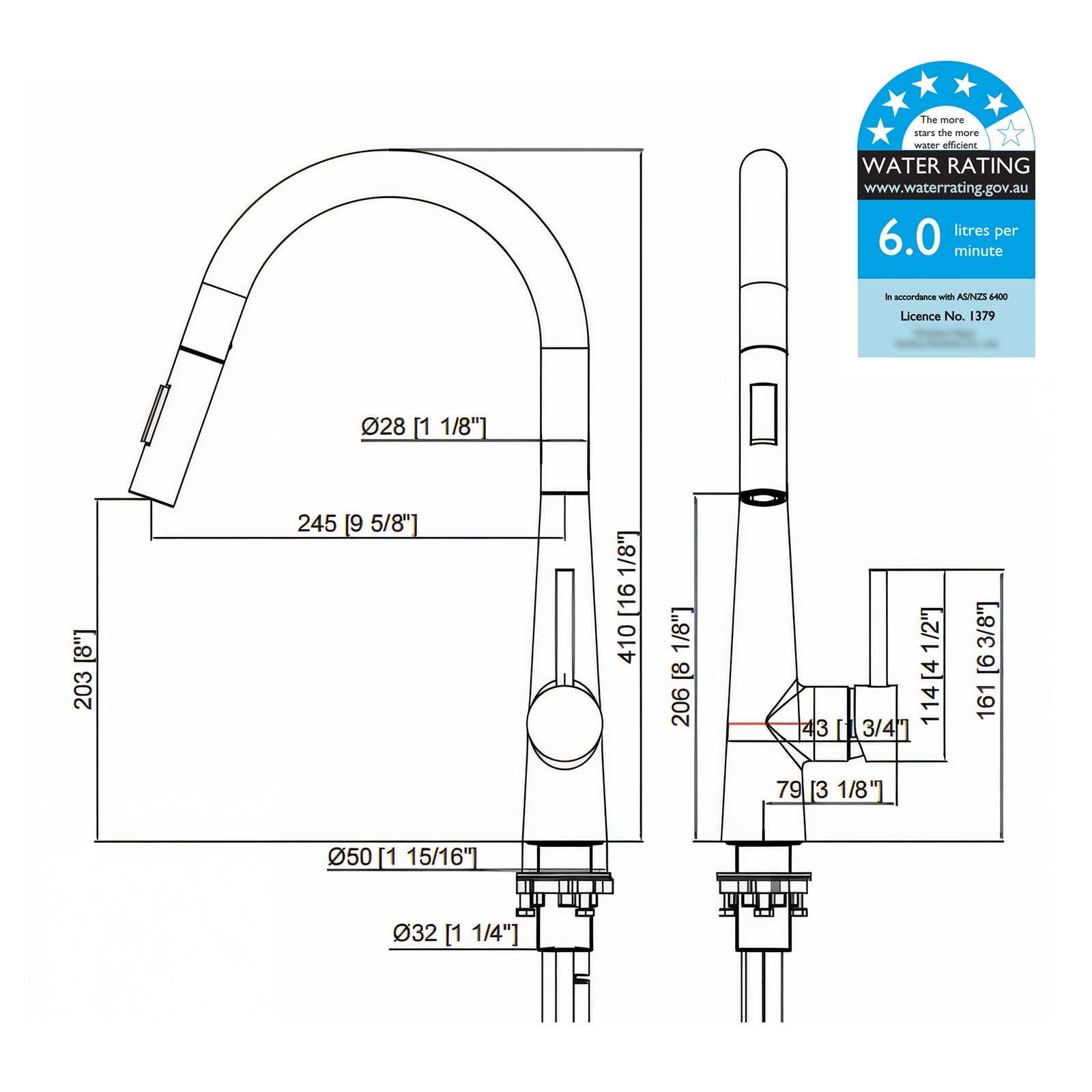 Welba Kitchen Mixer Tap Pull Out Faucet 2-Mode Sink Basin Swivel Black - Sunyee