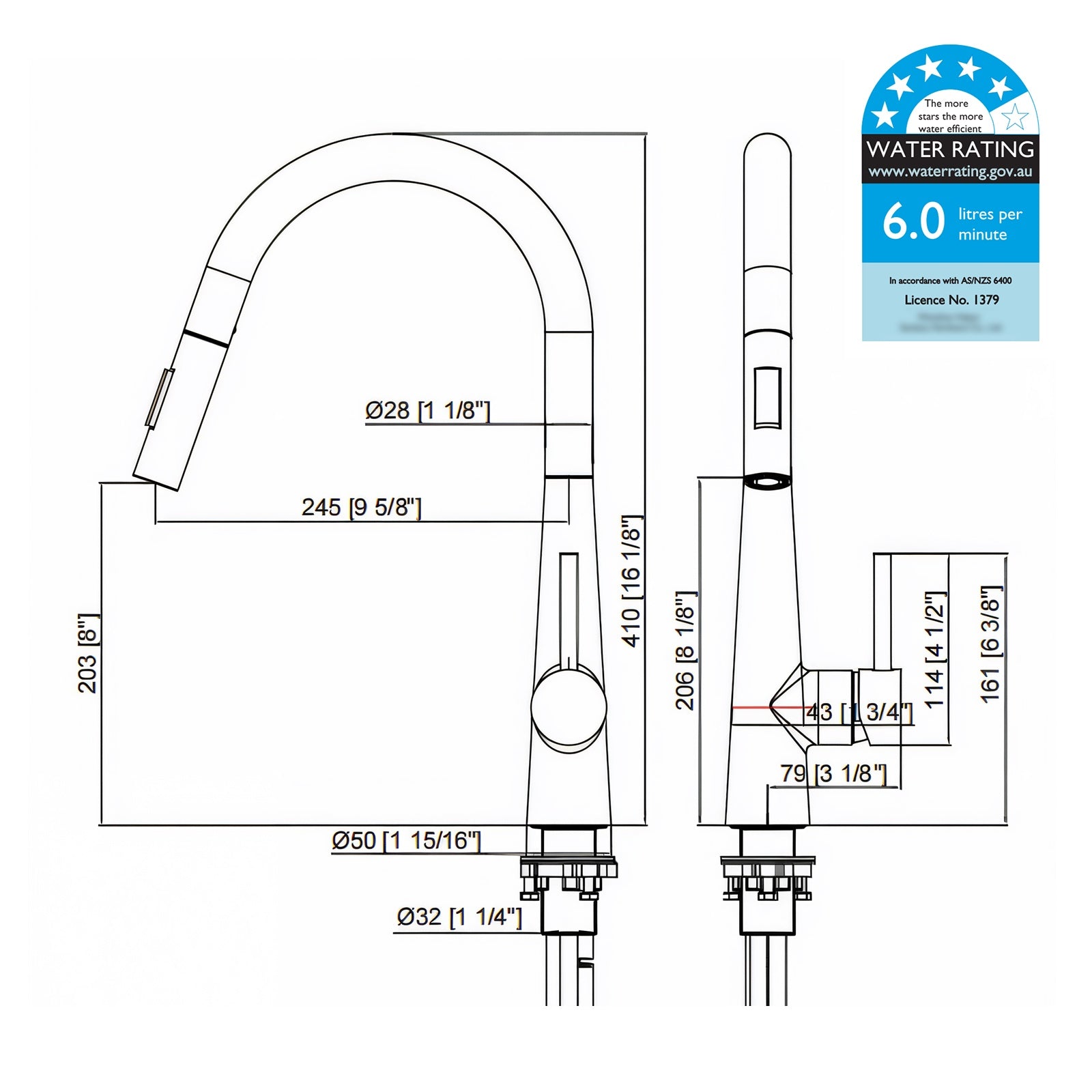 Welba Kitchen Mixer Tap Pull Out Faucet 2-Mode Sink Basin Swivel Grey - Sunyee
