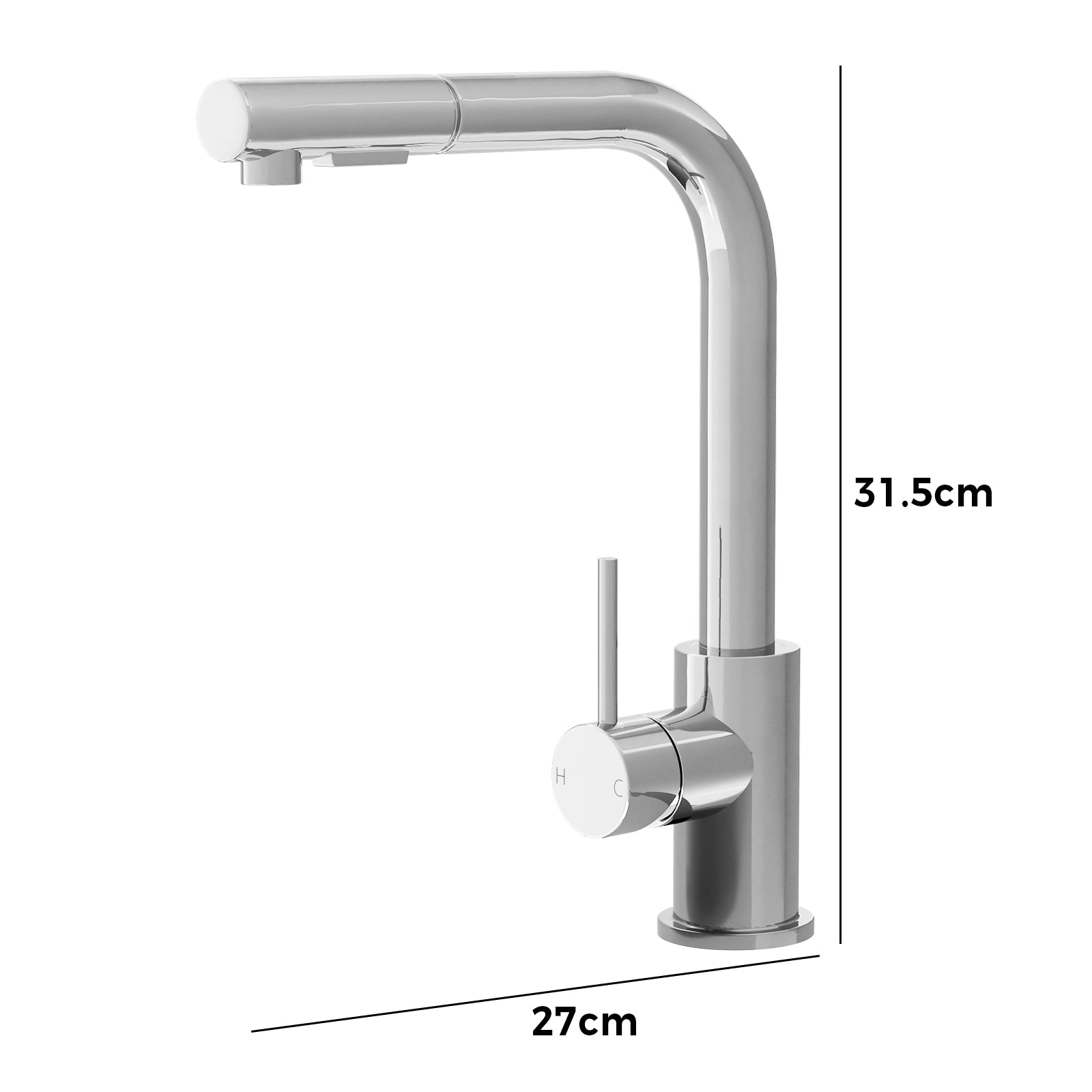 Welba Kitchen Mixer Tap Pull Out Faucet Sink Basin Brass Swivel 2 Modes Chrome - Sunyee
