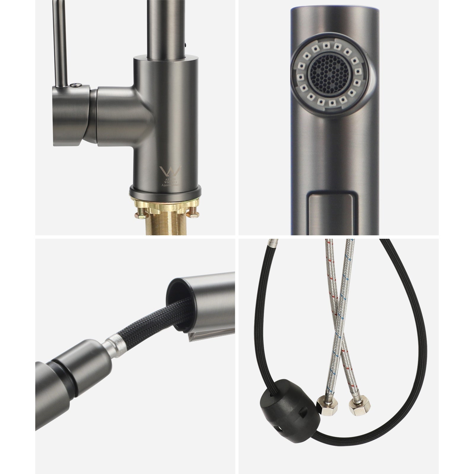 Welba Kitchen Mixer Tap Pull Out Faucet Sink Basin Swivel 2 Modes Gun Grey - Sunyee