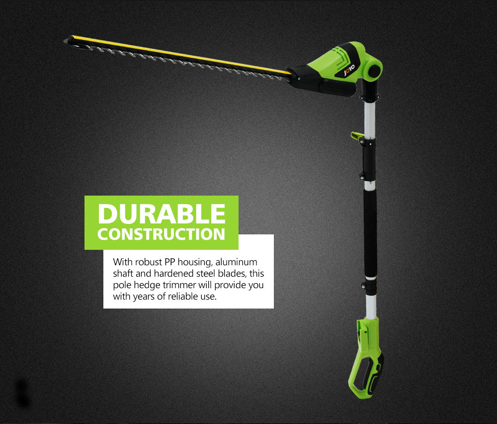 JOYO 20V Cordless Pole Hedge Trimmer Long Reach Pole Garden Tool Lithium Battery - Sunyee