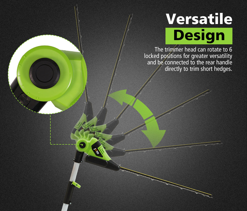 JOYO 20V Cordless Pole Hedge Trimmer Long Reach Pole Garden Tool Lithium Battery - Sunyee