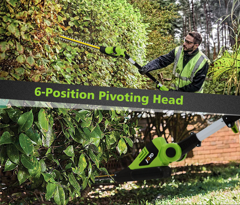 JOYO 20V Cordless Pole Hedge Trimmer Long Reach Pole Garden Tool Lithium Battery - Sunyee