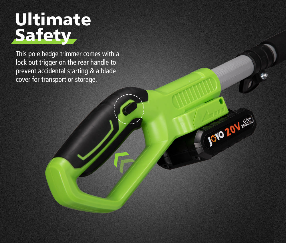 JOYO 20V Cordless Pole Hedge Trimmer Long Reach Pole Garden Tool Lithium Battery - Sunyee