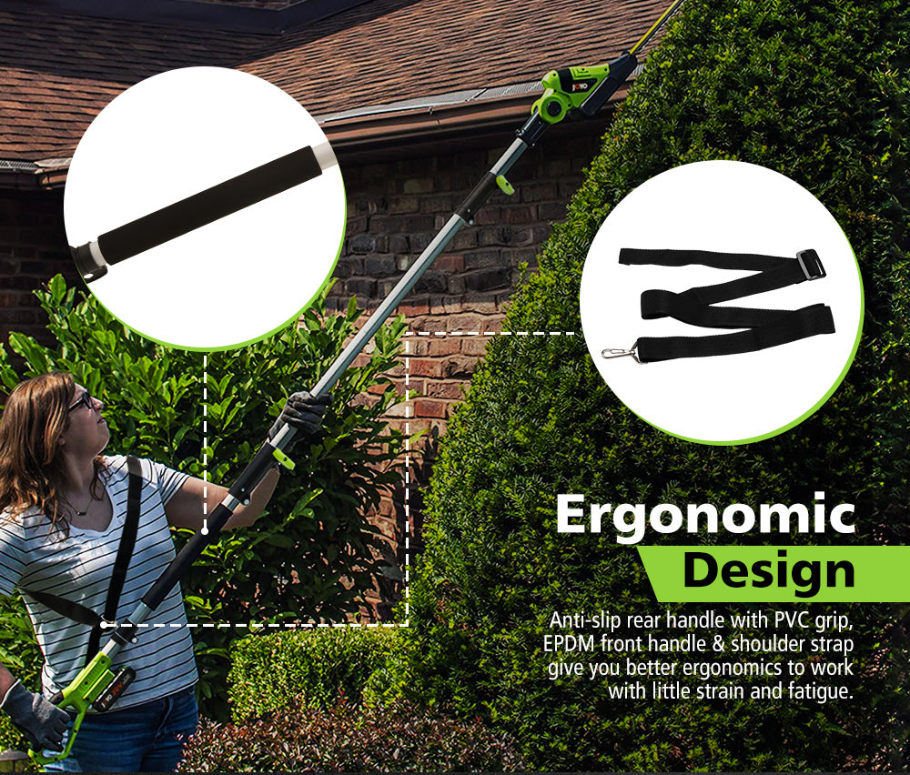 JOYO 20V Cordless Pole Hedge Trimmer Long Reach Pole Garden Tool Lithium Battery - Sunyee