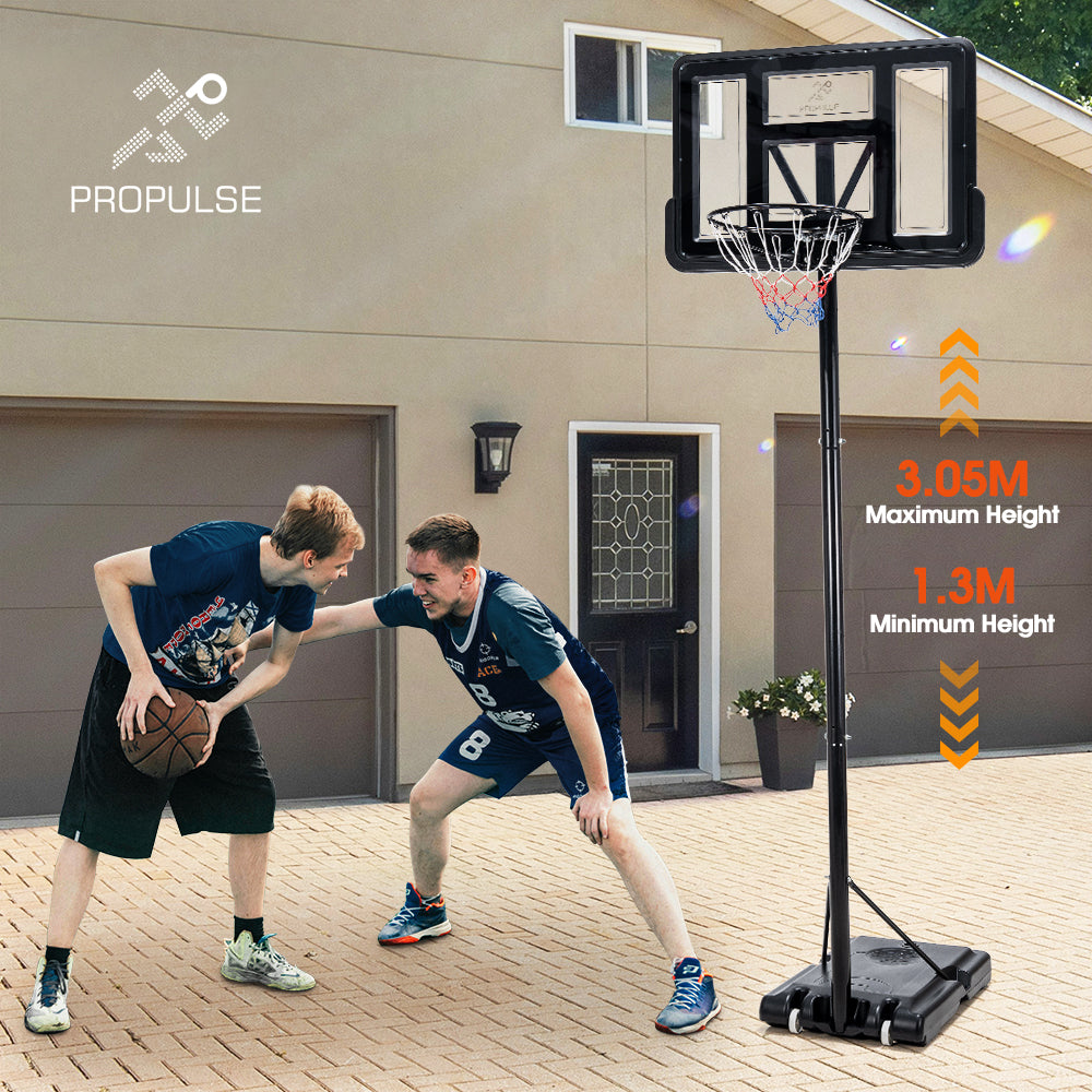 ProPulse Basketball Hoop Stand System Portable 1.36M-3.05M Height Adjustable - Sunyee