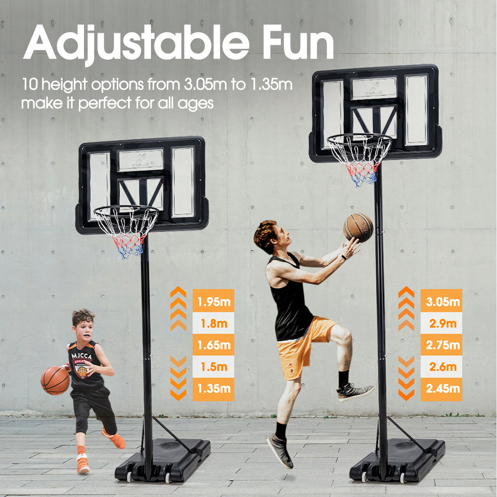 ProPulse Basketball Hoop Stand System Portable 1.36M-3.05M Height Adjustable - Sunyee