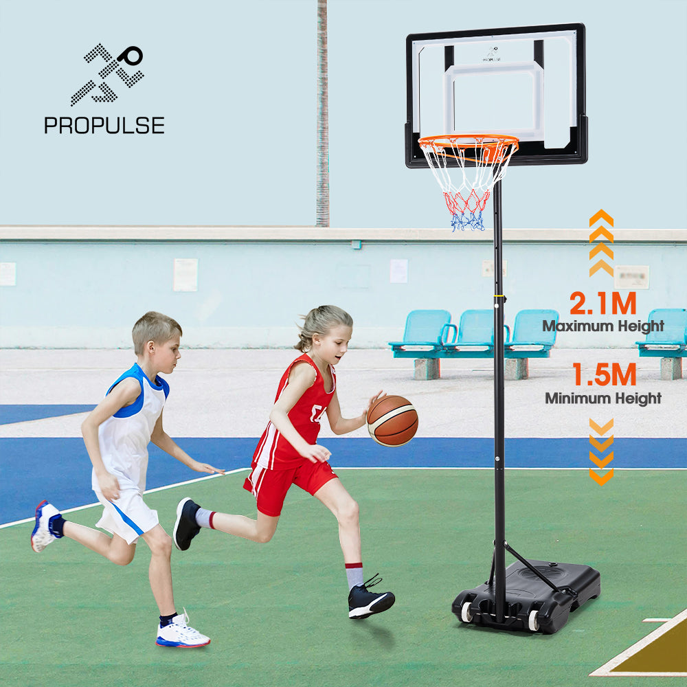 ProPulse Kids Basketball Hoop Stand Portable 1.5M-2.1M Height Adjustable - Sunyee