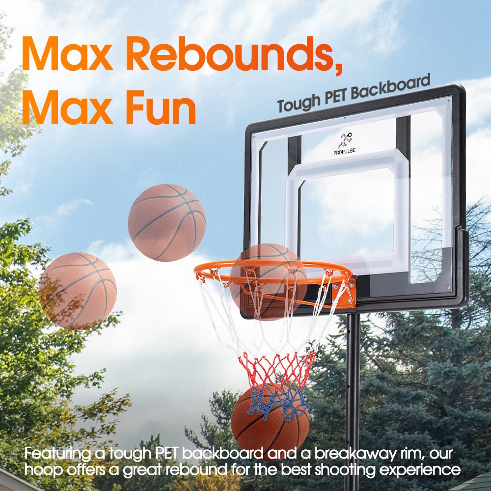ProPulse Kids Basketball Hoop Stand Portable 1.5M-2.1M Height Adjustable - Sunyee