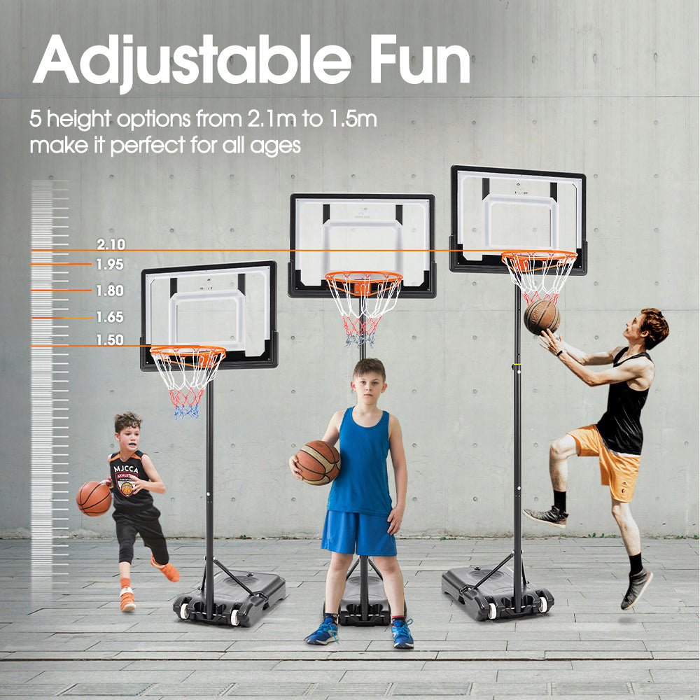 ProPulse Kids Basketball Hoop Stand Portable 1.5M-2.1M Height Adjustable - Sunyee