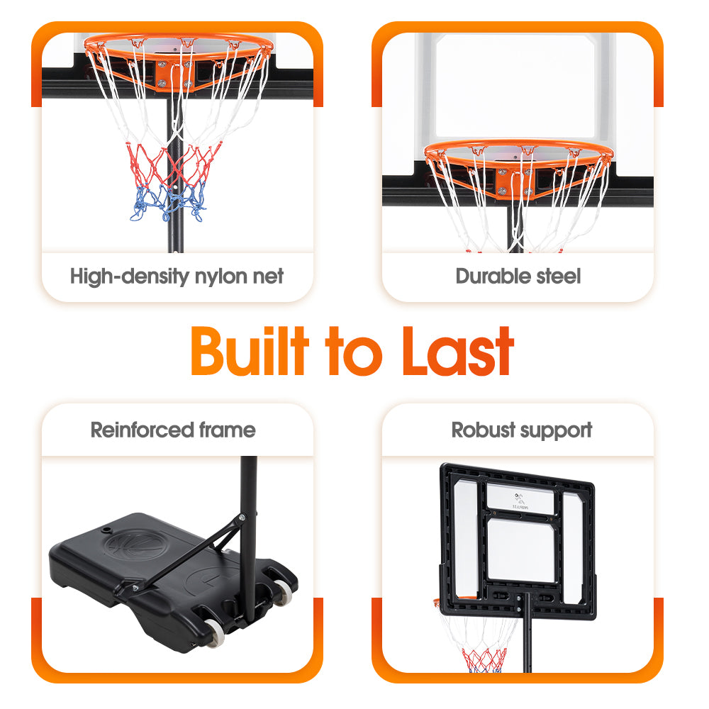 ProPulse Kids Basketball Hoop Stand Portable 1.5M-2.1M Height Adjustable - Sunyee