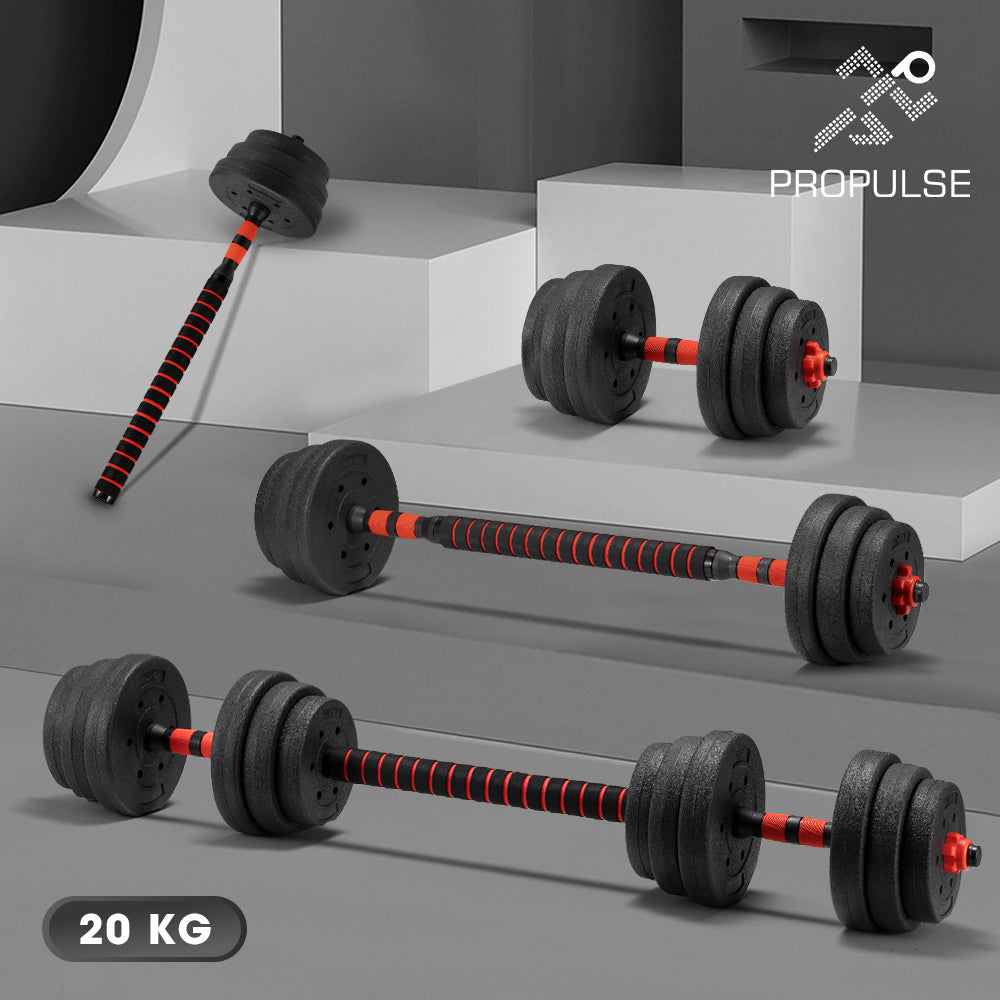 ProPulse 20KG Adjustable Dumbbell Barbell Set Home Gym Weights Exercise - Sunyee