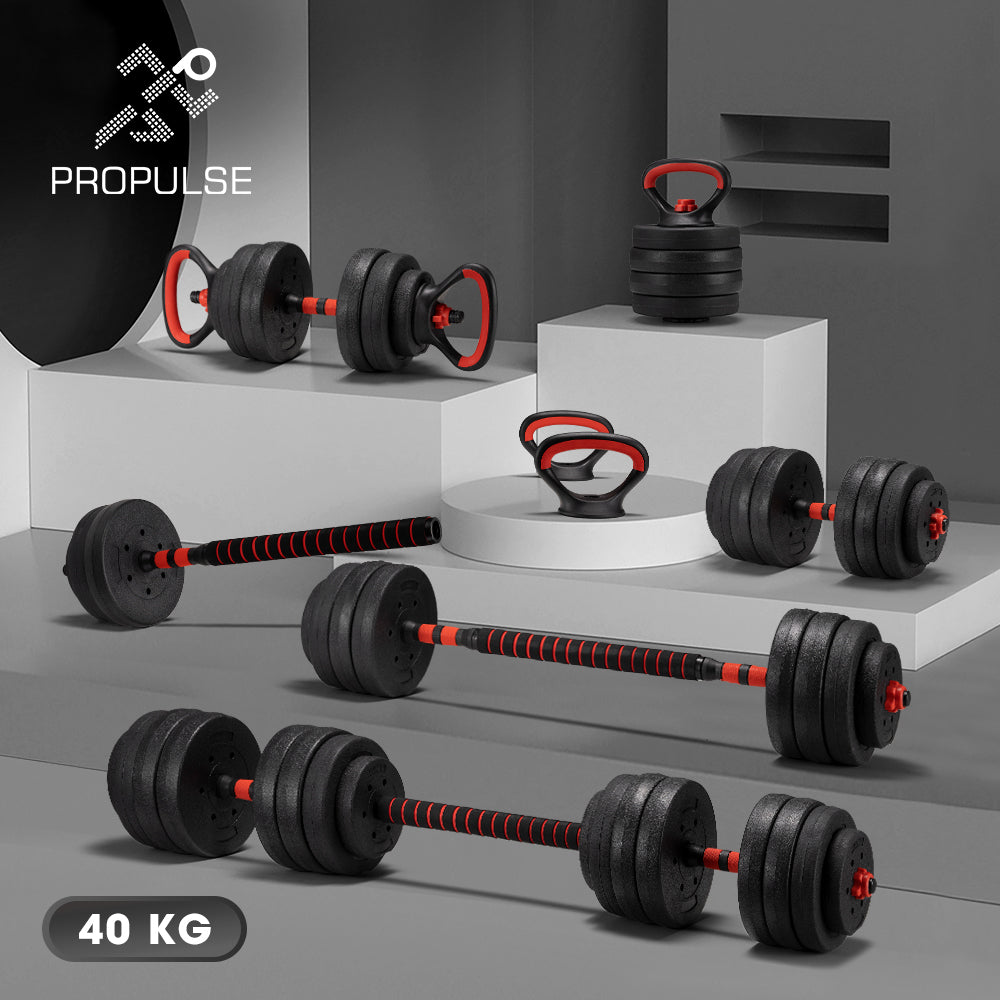 ProPulse 40KG Adjustable Dumbbell Barbell Set Home Gym Weights Exercise - Sunyee