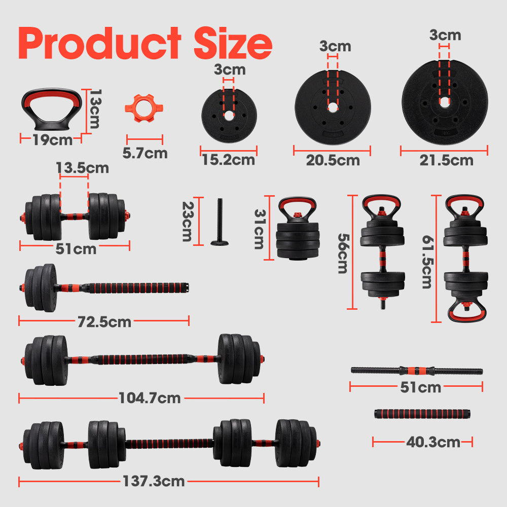 ProPulse 40KG Adjustable Dumbbell Barbell Set Home Gym Weights Exercise - Sunyee