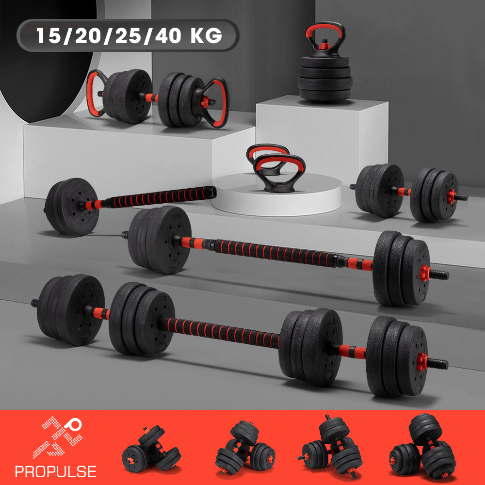 ProPulse Adjustable Dumbbell Barbell Set Home Weights Exercise 15/20/25/40KG - Sunyee