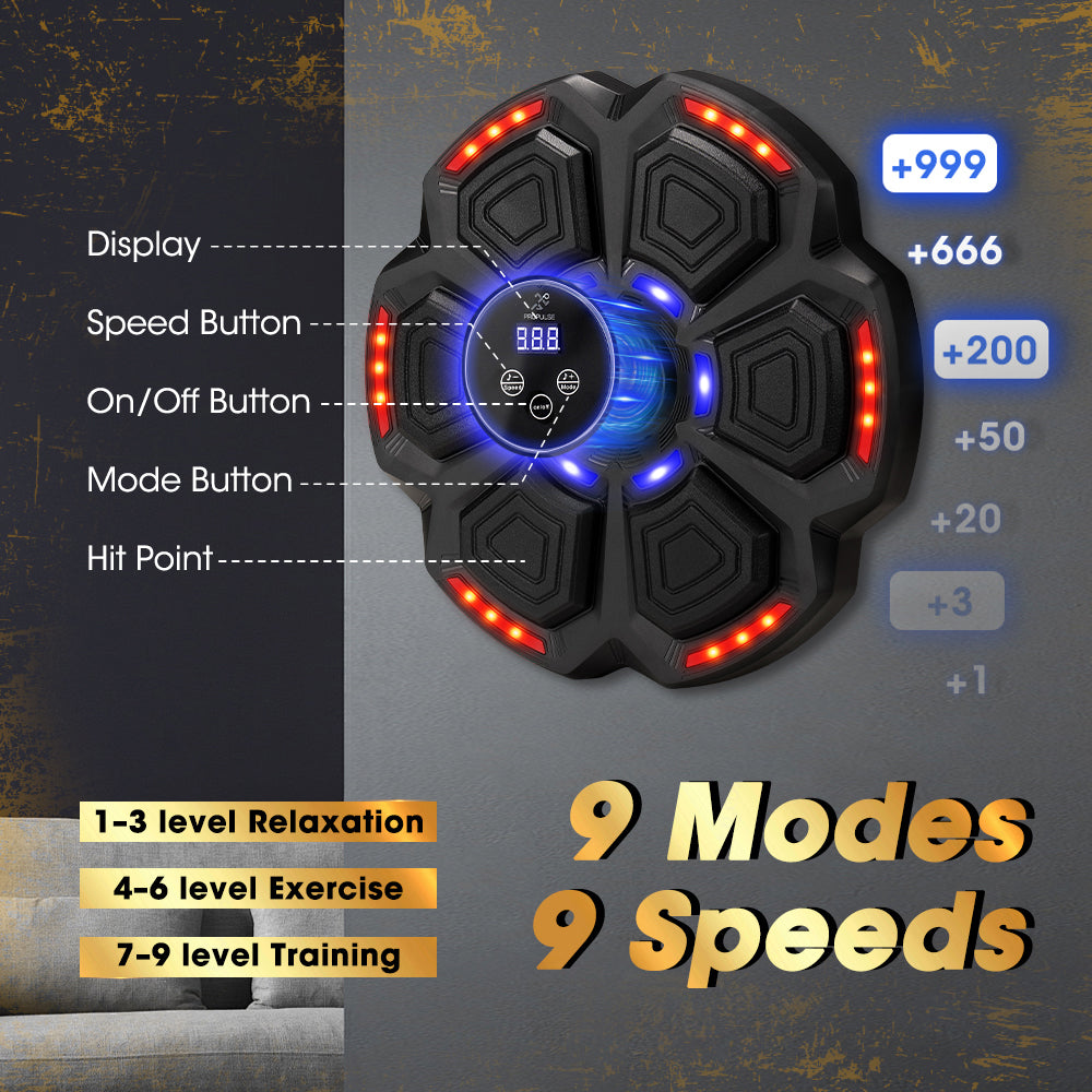 ProPulse Punching Boxing Machine Electronic Music Bluetooth Training 9 Speeds - Sunyee