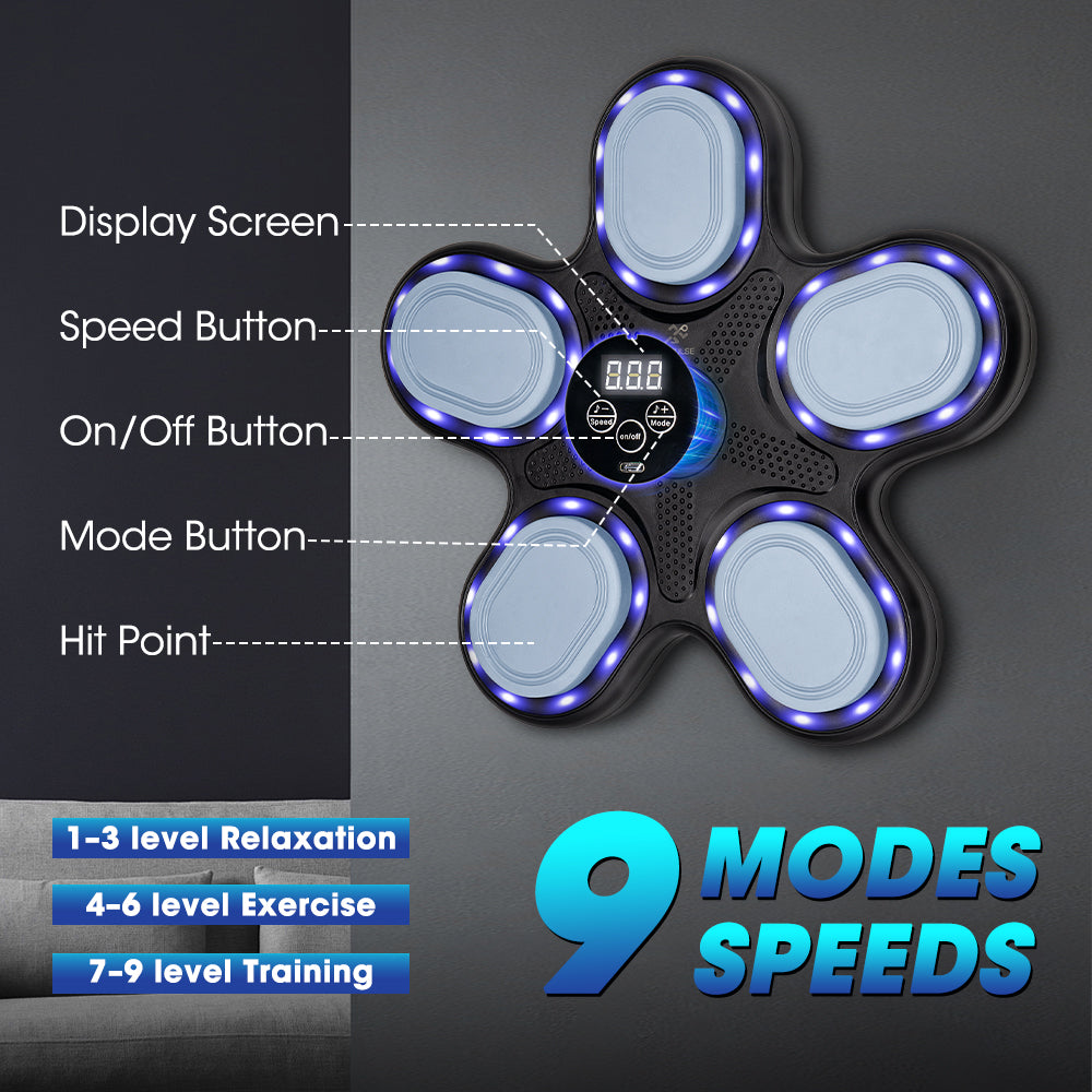 ProPulse Smart Punching Boxing Electronic Music Machine with Box Gloves 9 Speeds - Sunyee