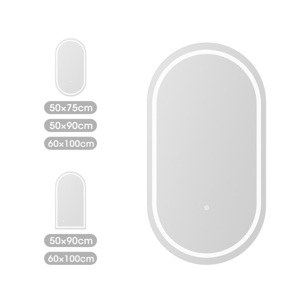 ProPulse Oval/Arch Bathroom LED Wall Mirror Makeup Mirrors With 3 Color Anti-fog - Sunyee
