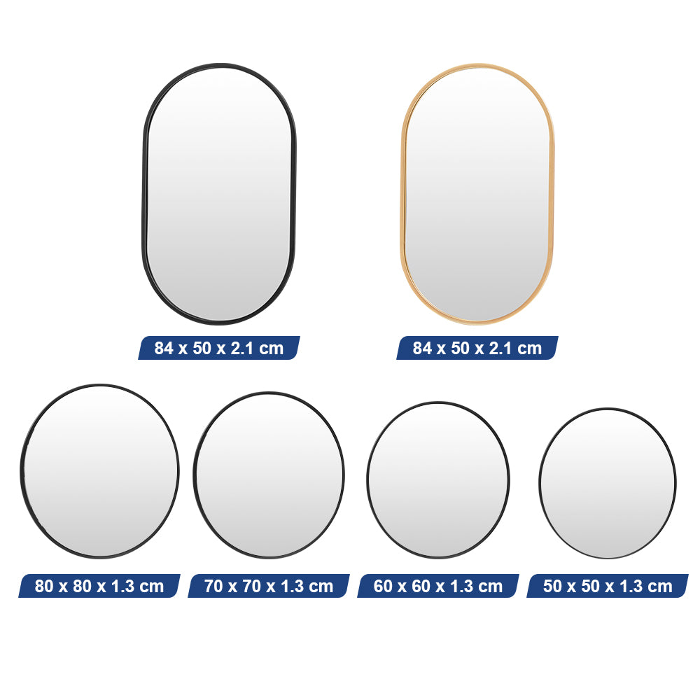 ProPulse Round/Oval Wall Mirror Bathroom Makeup Home Decor Metal Frame - Sunyee