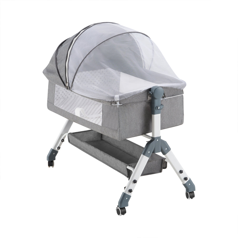 PlayPals Baby Cot Crib Bed Portable Bassinet Bedside Sleeper Adjustable Height - Sunyee