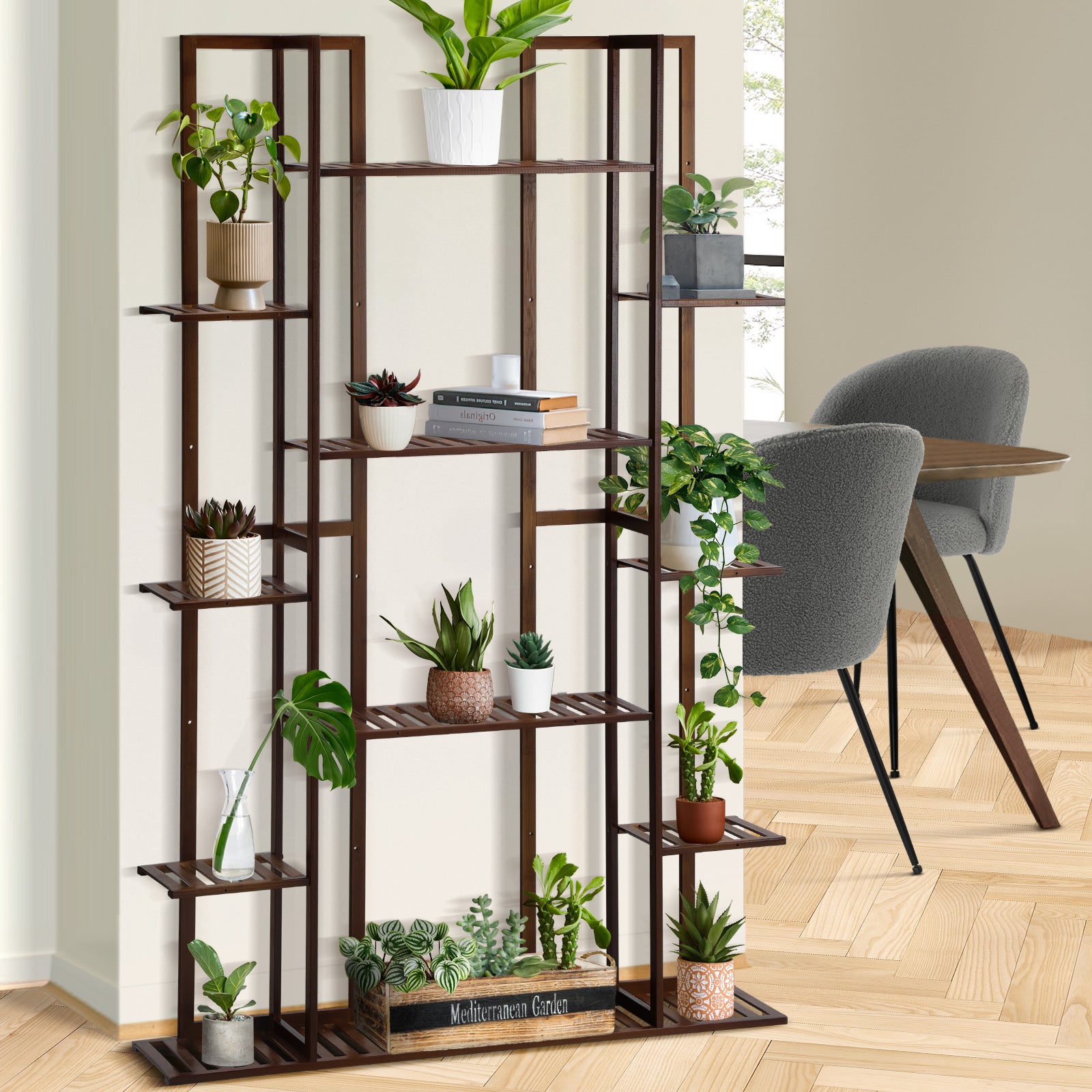 Livsip Plant Stand Bamboo Flower Pots Holder Display Rack 7-tier Planter Shelf - Sunyee