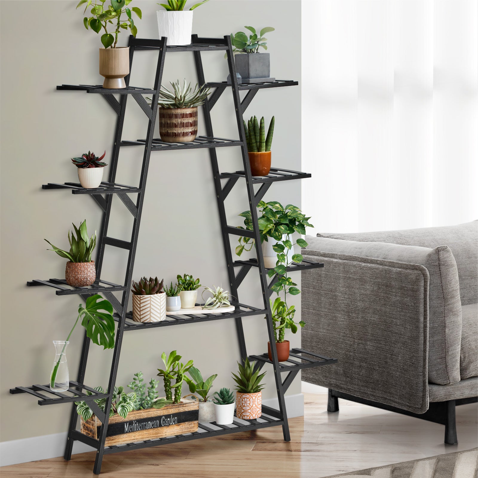 Livsip Plant Shelf Rack Display Stand Indoor Outdoor 12 Flower Pots Holder - Sunyee