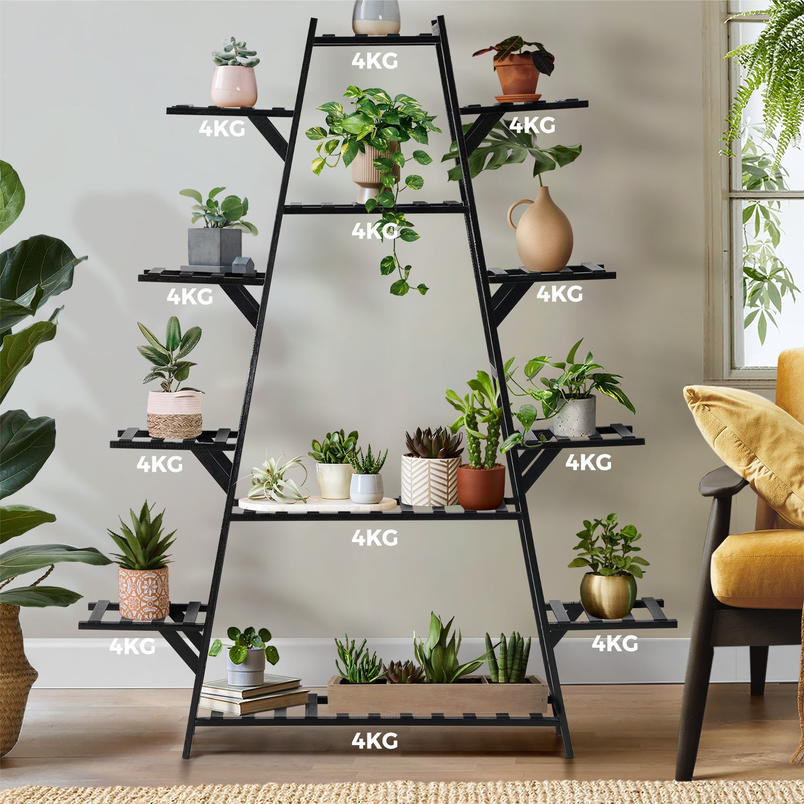Livsip Plant Shelf Rack Display Stand Indoor Outdoor 12 Flower Pots Holder - Sunyee