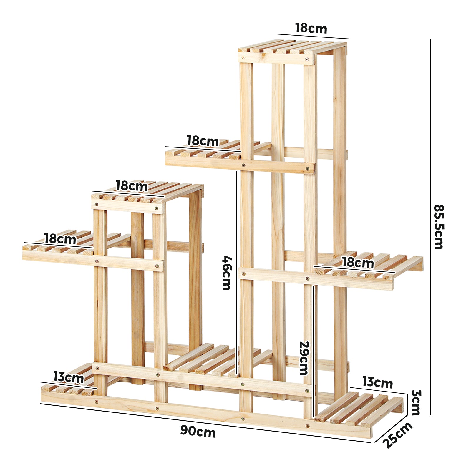 Livsip Plant Stand 6 Tiers Flower Pot Planter Corner Shelf Wooden Shelving DIY - Sunyee