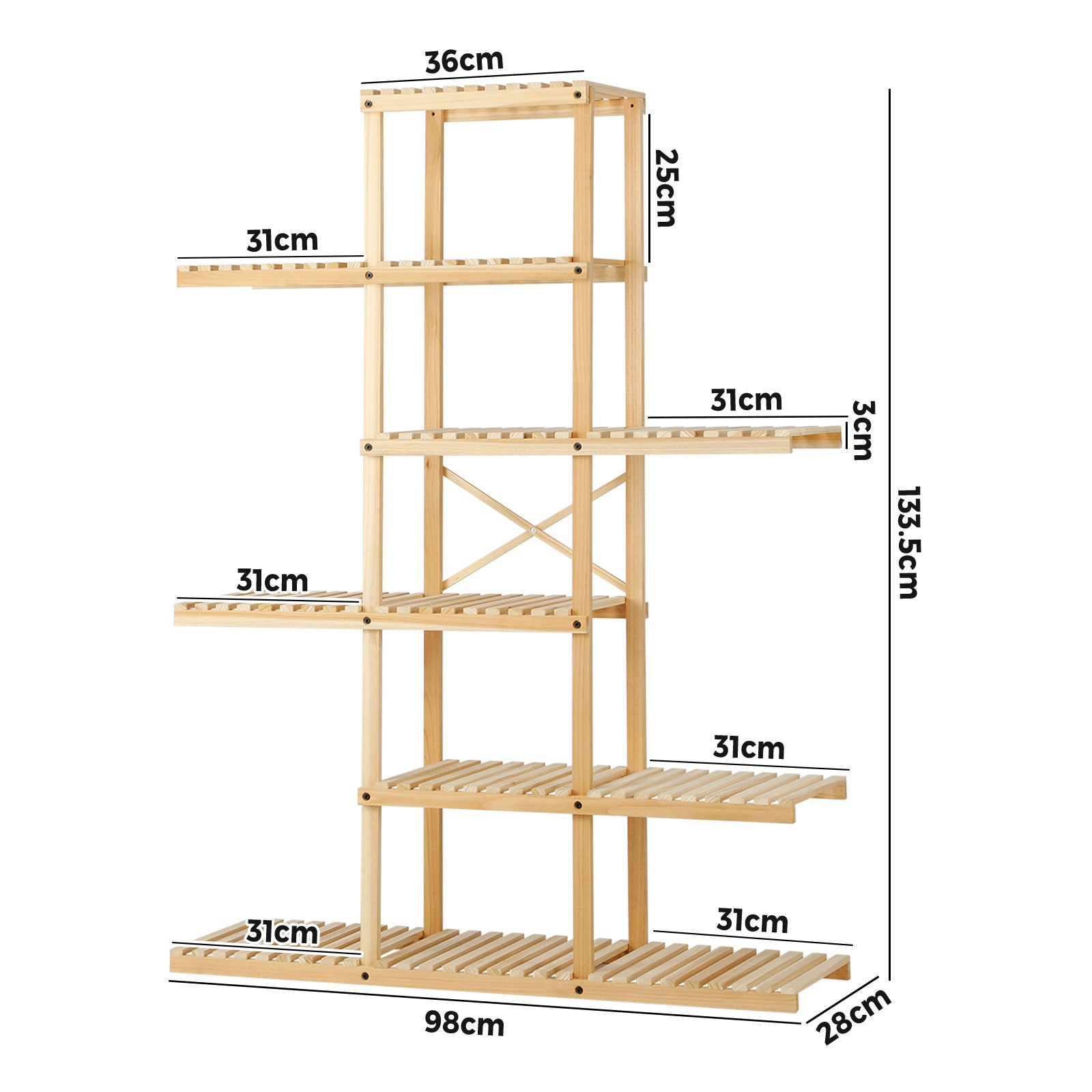 Livsip Bamboo Wood Plant Stand Flower Plants 6 Tiers Corner Display Shelves DIY - Sunyee