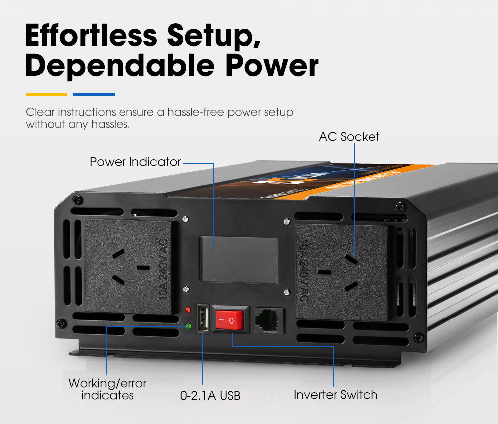 DC MONT Pure Sine Wave Power Inverter 3000W/6000W 12V to 240V Caravan Camping - Sunyee
