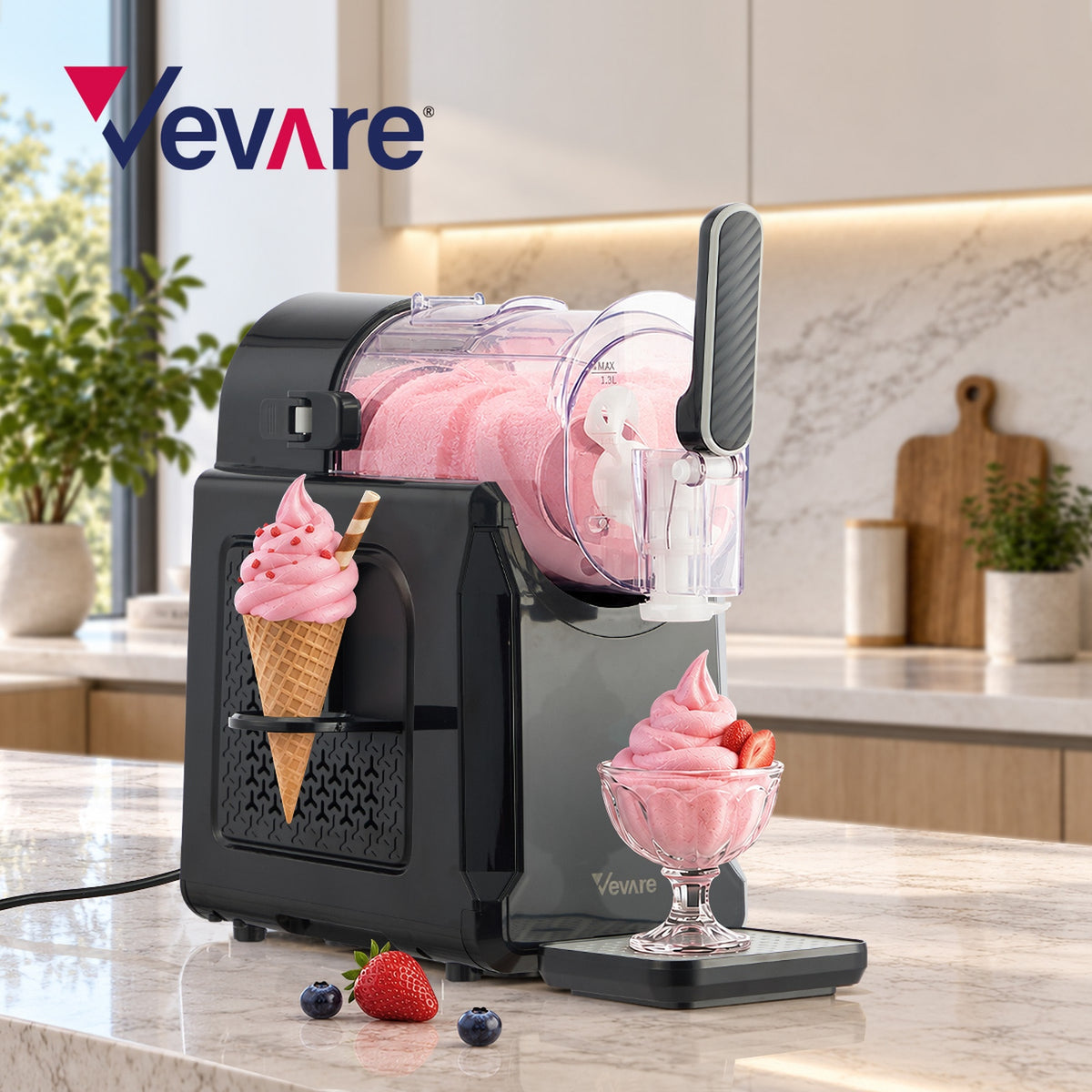 Vevare 3-in-1 Slushie Machine Chill Maker Ice Cream Slush Cold Drinks Home Black - Sunyee