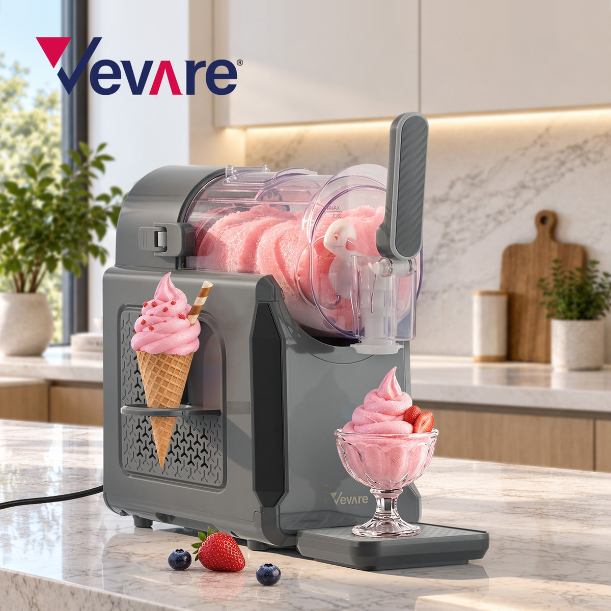 Vevare 3-in-1 Slushie Machine Chill Maker Ice Cream Slush Cold Drinks Home Grey