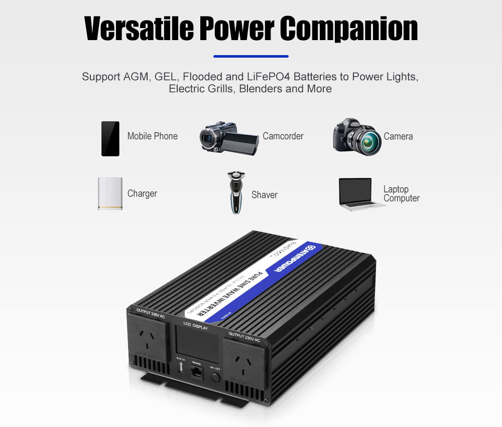 Atem Power 1500W/3000W 12V to 240V Pure Sine Wave Power Inverter - Sunyee