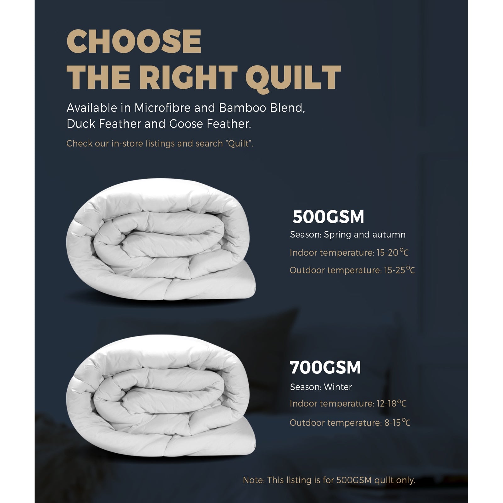 Bedra Duck Down Feather Quilt 500GSM Blanket Duvet Doona All Season Super King - Sunyee