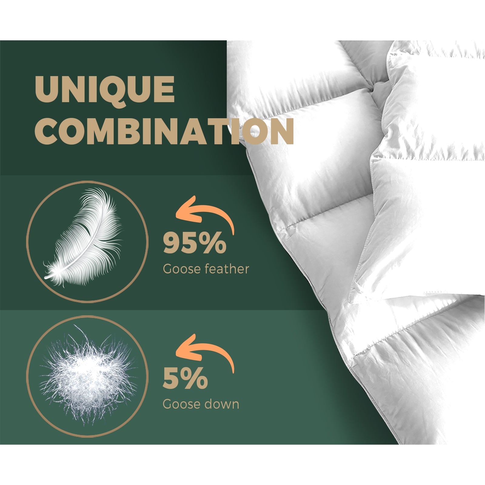 Bedra Goose Down Feather Quilt 800GSM Blanket Duvet Doona All Season Super King - Sunyee