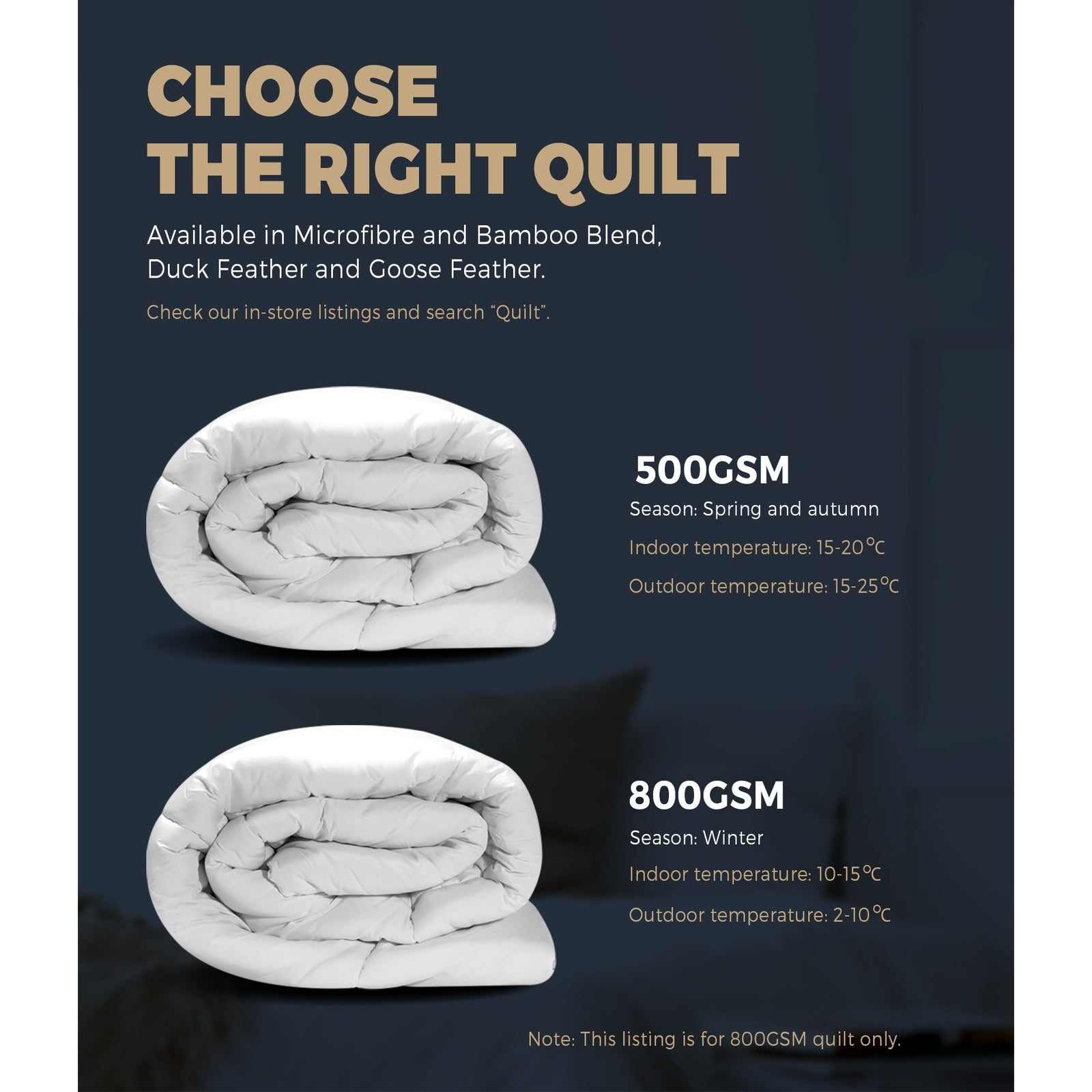 Bedra Goose Down Feather Quilt 800GSM Blanket Duvet Doona All Season Super King - Sunyee