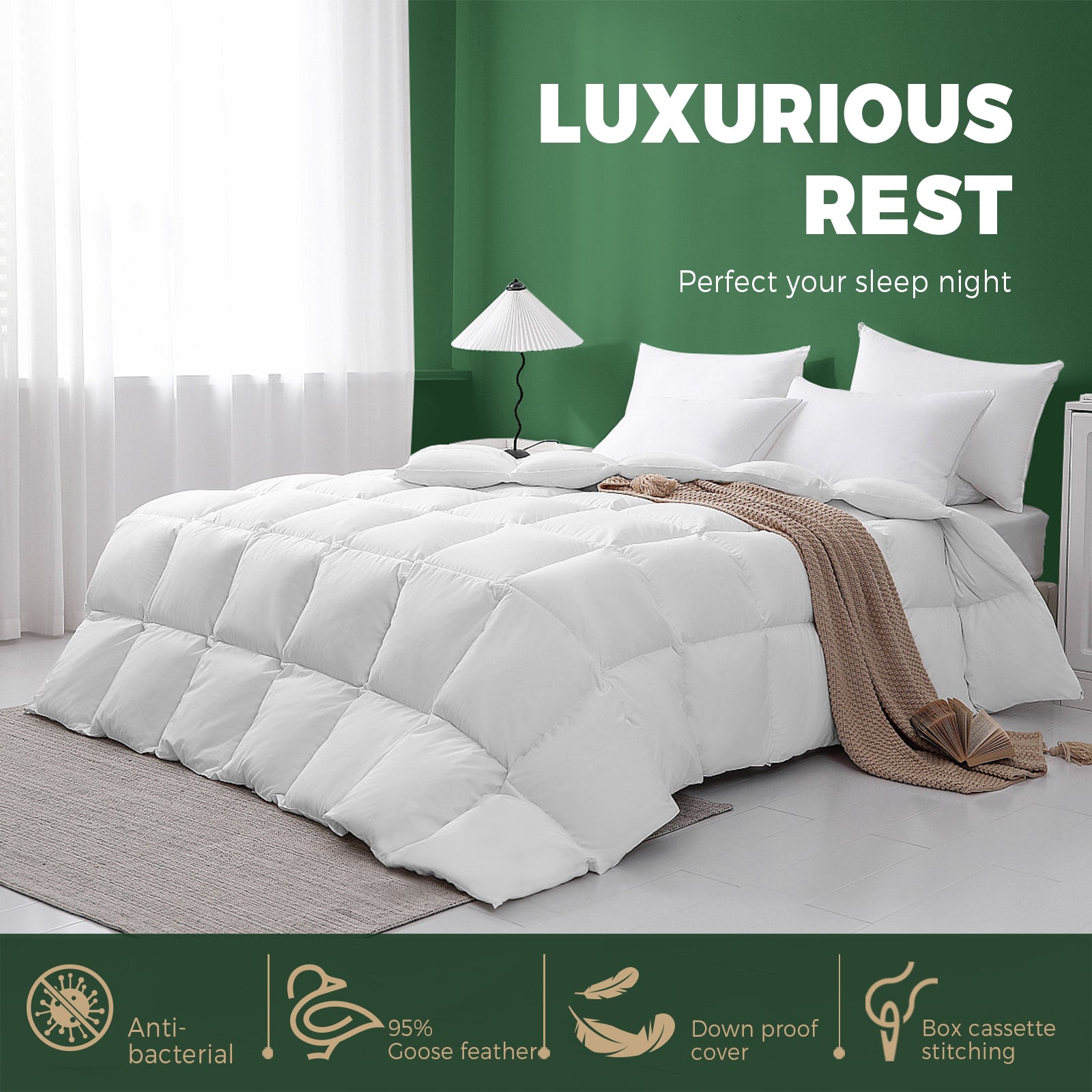 Bedra Goose Down Feather Quilt 500/800GSM Winter Summer Duvet Doona Quilts - Sunyee