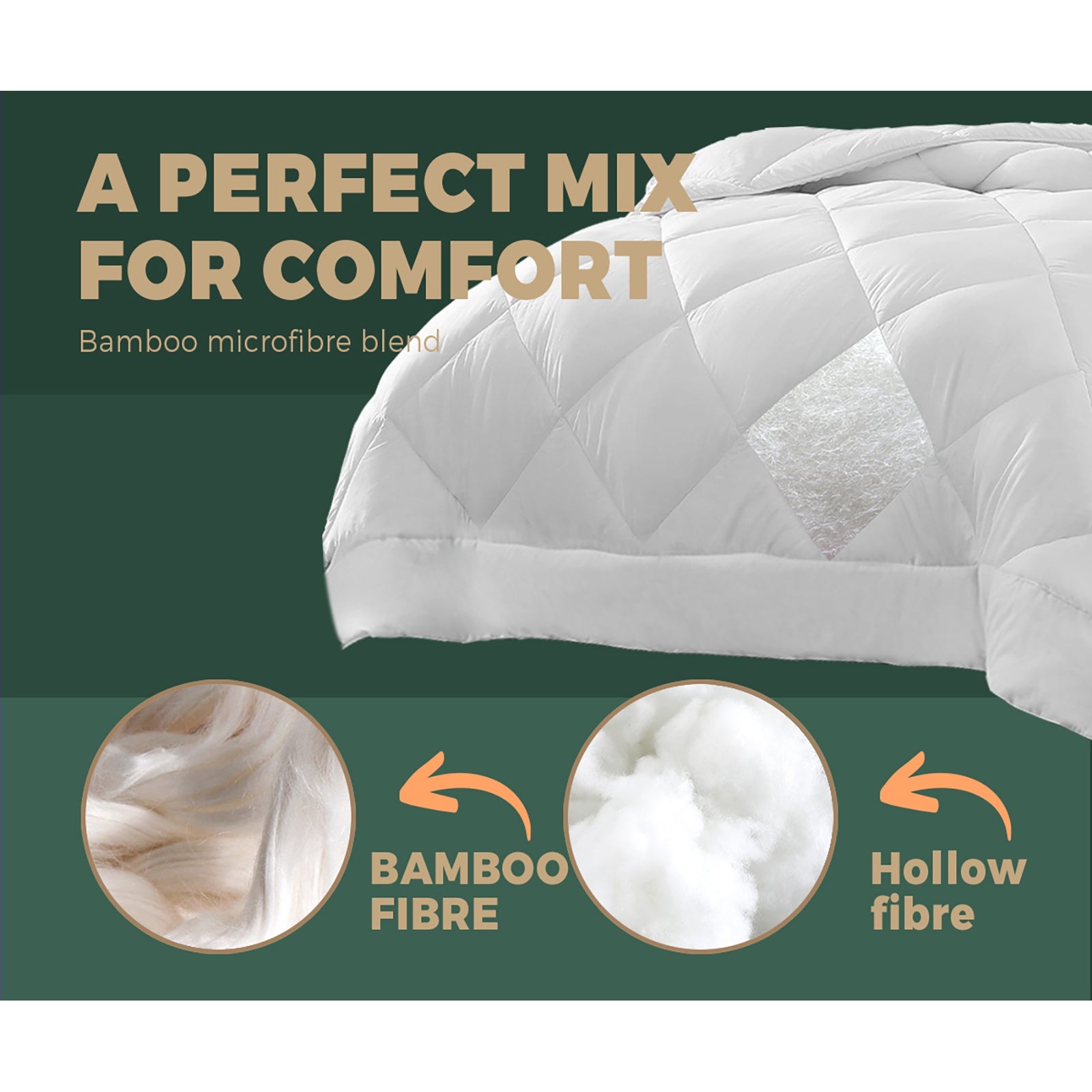 Bedra Microfibre Bamboo Quilt 400GSM Microfiber Winter Duvet Doona Blanket