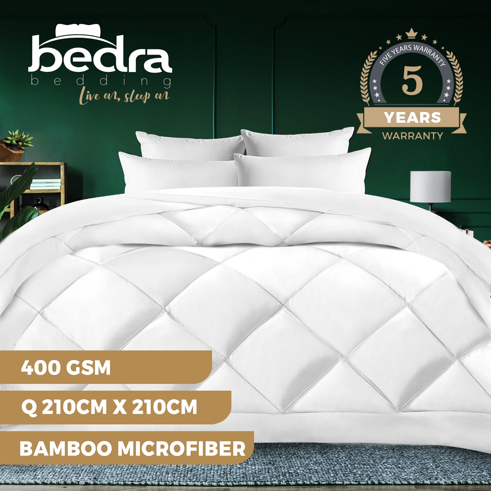 Bedra Microfibre Bamboo Quilt 400GSM Microfiber Winter Duvet Doona Blanket - Sunyee