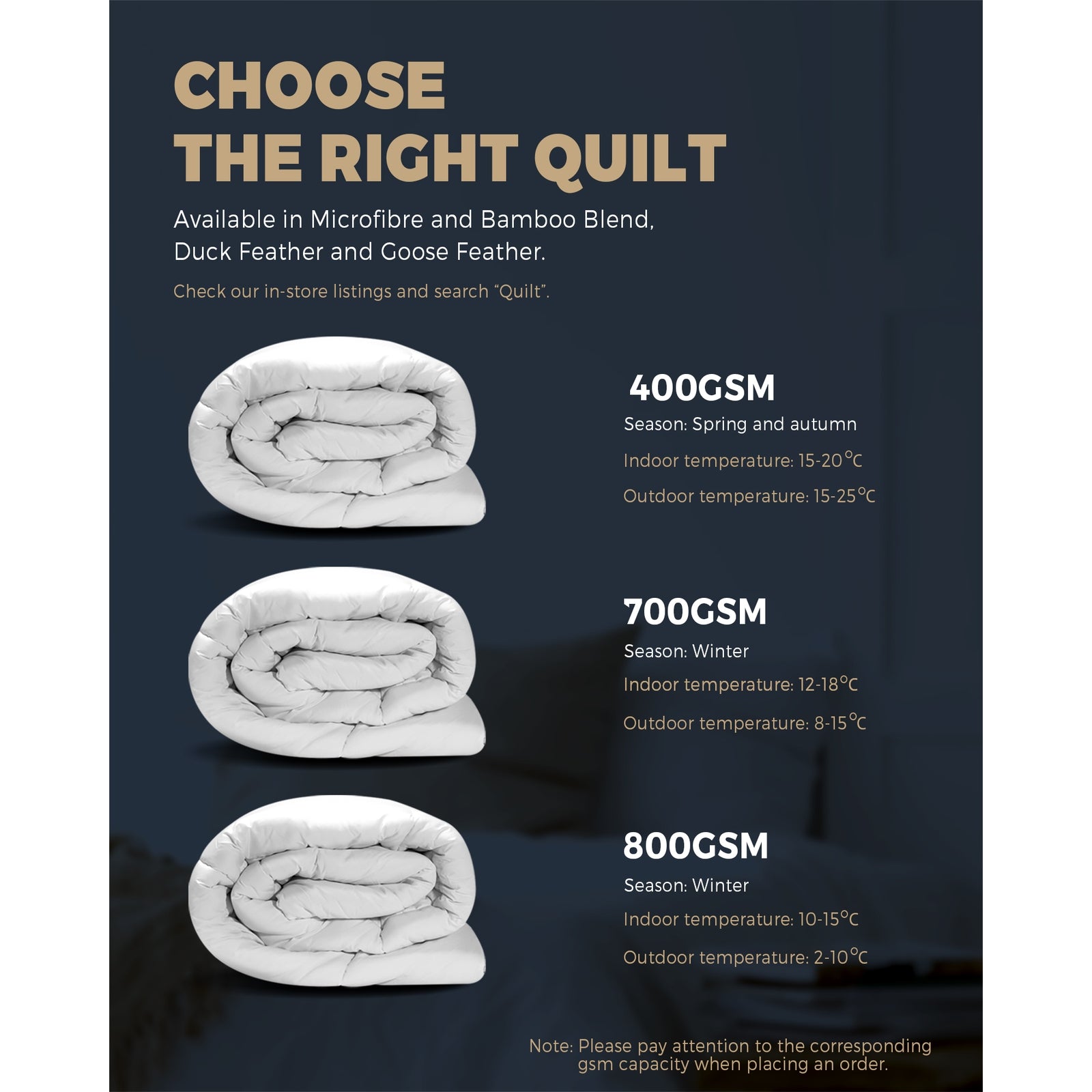 Bedra Microfibre Bamboo Microfiber Quilt 800GSM Duvet Doona Queen All Seaon - Sunyee