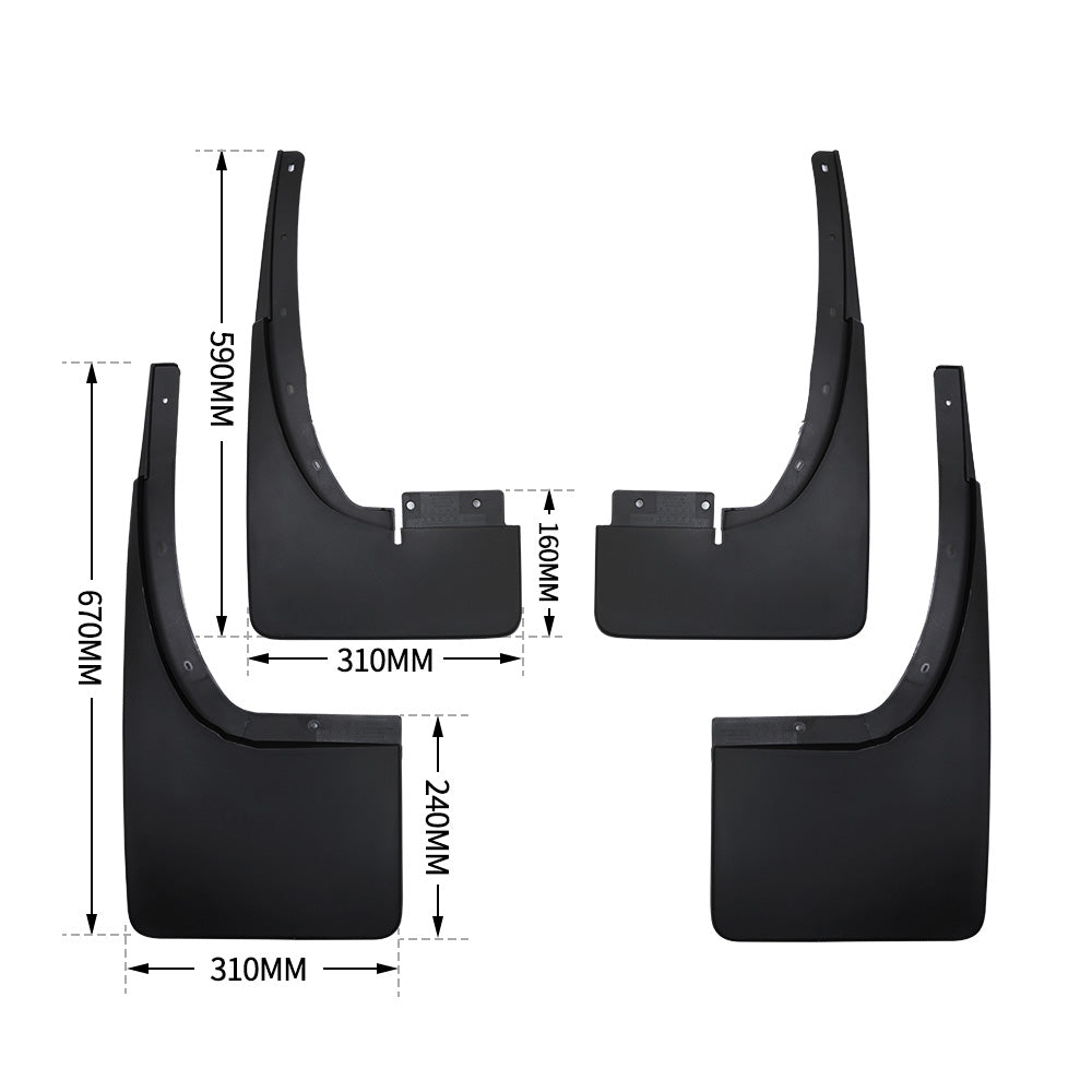 4PCS Mud Flap Splash Guard For Ford Ranger PX Wildtrak Raptor 2011-MY 2021 Black - Sunyee