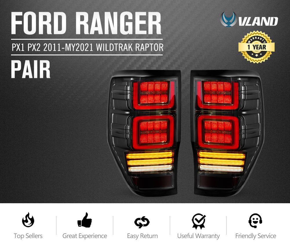 VLAND LED Tail Lights For Ford Ranger PX1 PX2 Wildtrak T6 XL XLT XLS 2012-2021 - Sunyee