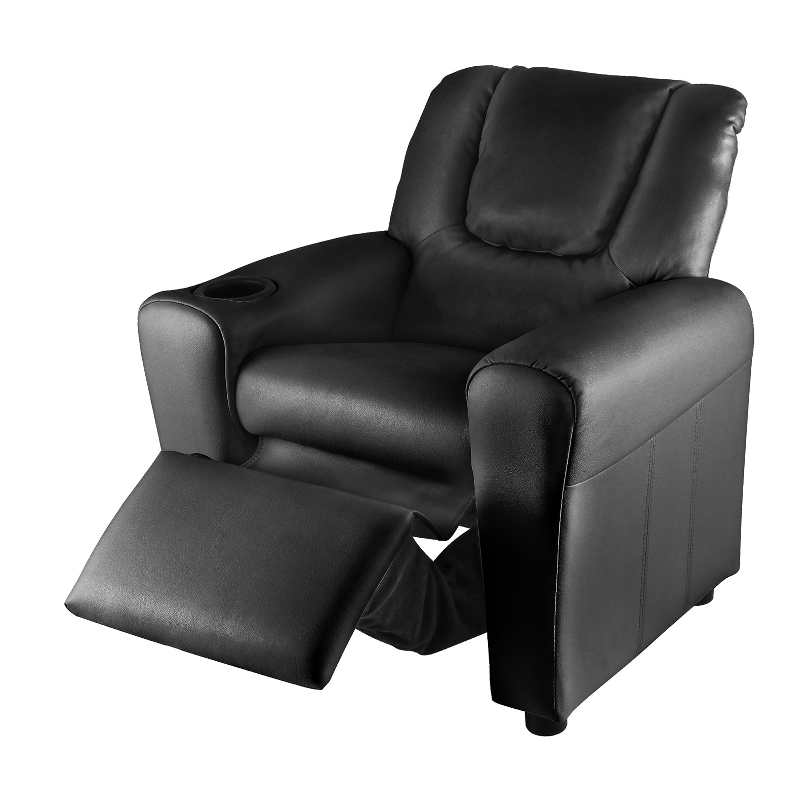 Oikiture Kids Recliner Sofa Children Lounge Chair PU Leather Couch Armchair Black - Sunyee