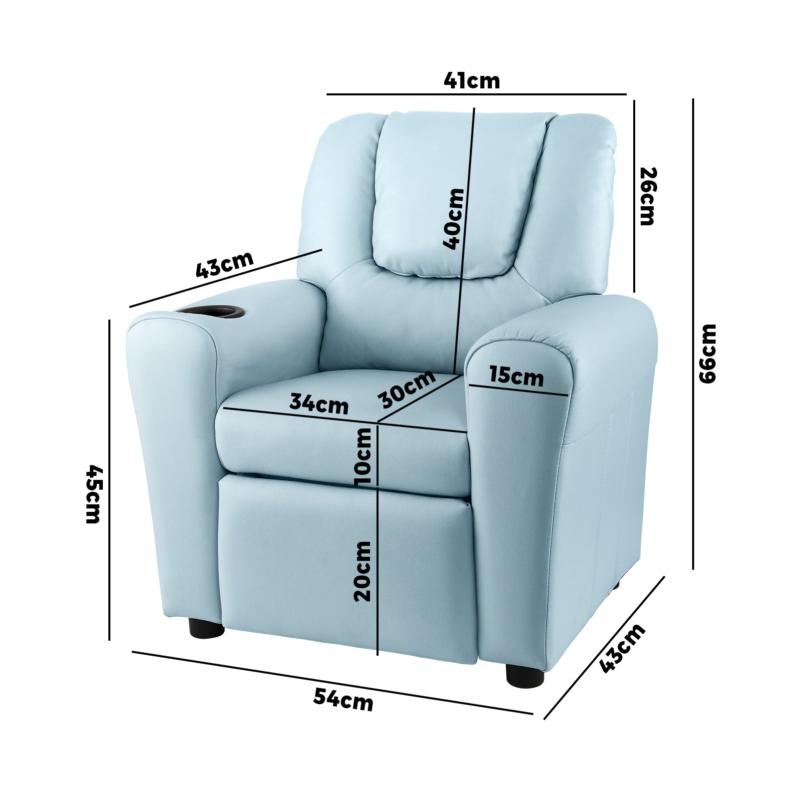 Oikiture Kids Recliner Sofa Children Lounge Chairs Engineered Fabric Armchair - Sunyee