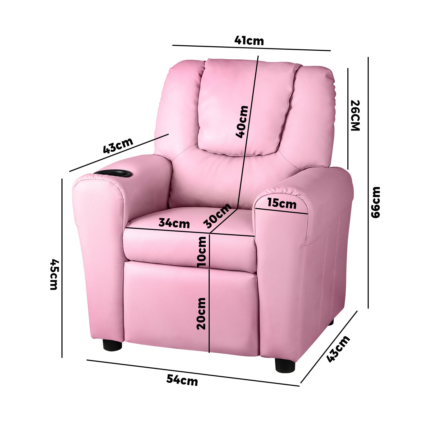 Oikiture Kids Recliner Chair Sofa Children Lounge PU Leather Couch Armchair Pink - Sunyee