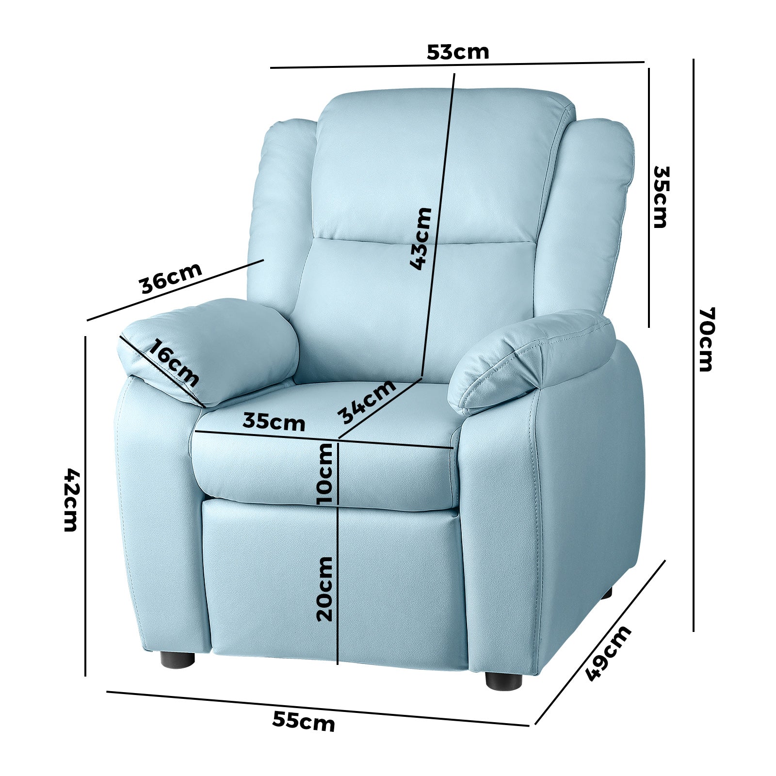 Oikiture Kids Recliner Children Lounge Chairs Engineered Fabric Couch Armchair - Sunyee
