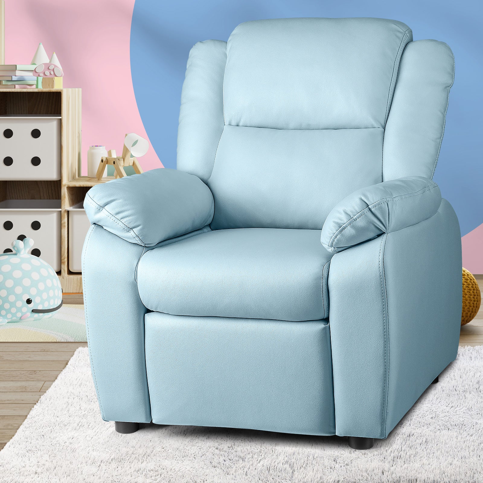 Oikiture Kids Recliner Children Lounge Chairs Engineered Fabric Couch Armchair - Sunyee