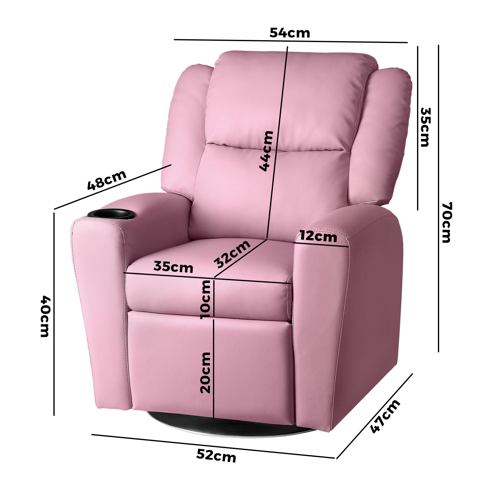 Oikiture Kids Recliner Sofa Children Lounge Chairs PU Armchair 360° Rotatable - Sunyee